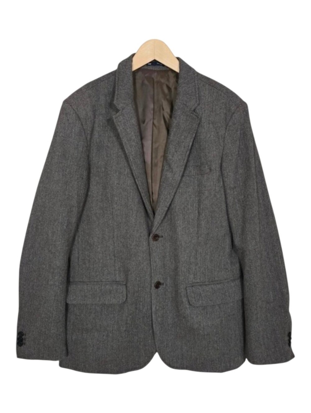 Gap Men's Academy Brown Herringbone Wool Blend 2-Button Tailored Blazer Large